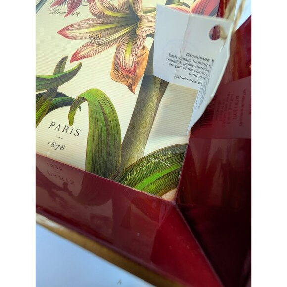 Michel Design Works Decoupage Wooden Tray 20" Red Lillie's Amaryllis WT144 - Picture 6 of 12